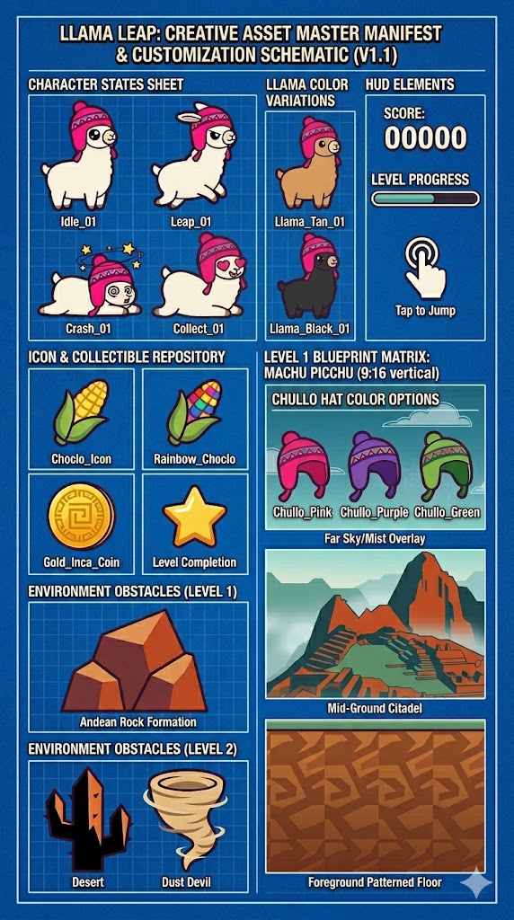 Llama Leap icon repository: chullo hats, choclo and coin collectibles